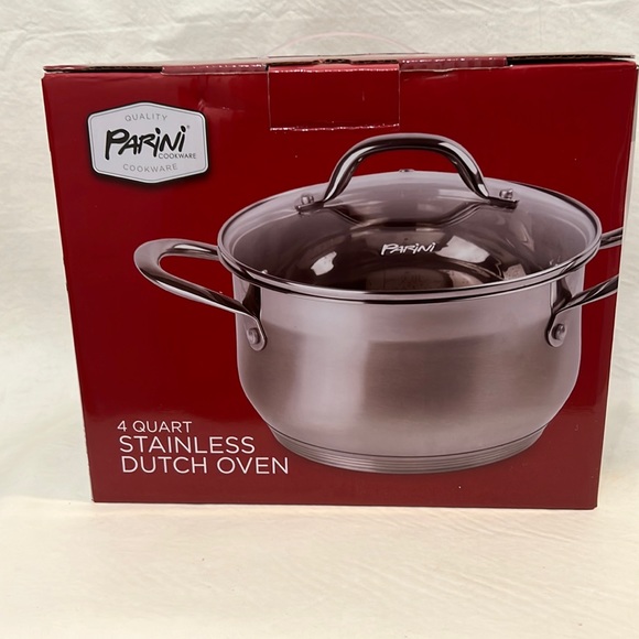 Parini Kitchen Parini Cookware 4 Quart Stainless Dutch Oven With